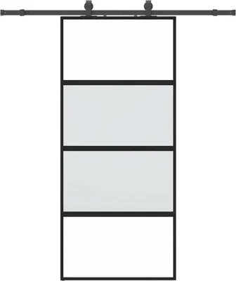 Zdjęcie produktu dla vidaXL Drzwi przesuwne z okuciem czarne 90x205 cm szkło hartowane