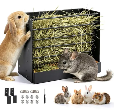 Image de Cage à lapins et mangeoire 2 en 1 pour petits animaux