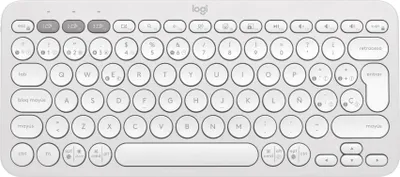 Produktbild von Logitech Pebble Keys 2 K380s, Mini, Kabellos, Bluetooth, Scherenschalter, QWERTY, Weiß