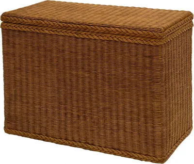 Produktbild von KRINES HOME Wäschesortierer aus echtem Rattan mit 3 Fächern / Wäschesammler, Wäschetruhe unterteilt (Vintage Braun)