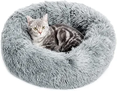 Produktbild von Hunde- und Katzenbett, rundes Katzenbett Donut Plüschbett für Ihr Kleintier, 60 cm