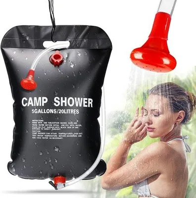 Obrázok produktu pre Solárna kempingová sprcha, 20 l, solárna sprcha, prenosný solárny ohrievač, odnímateľná sprchová hlavica s hadicou, solárny vak na vodu pre kempovanie, turistiku a lezenie