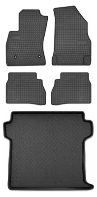 Produktbild von Gummimatten + Kofferraumwanne für Fiat Doblo II 2009-2020 (5-Sitzer) – Schwarz, passgenau – Wielganizator SolidPRO