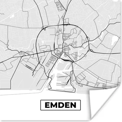 Produktbild von MuchoWow® Poster Karte - Deutschland - Emden - Stadtplan 50x50 cm - Wohnzimmerdekoration