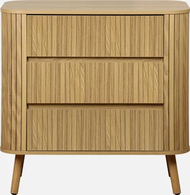 Immagine prodotto di Cassettiera decorata con righe 3 cassetti, Marrone naturale
