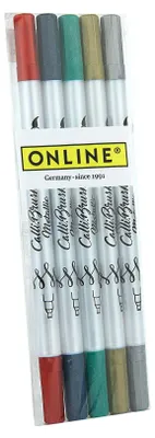 Produktbild von ONLINE Schreibgeräte Calli, 5 Stück(e), Blau, Gold, Grün, Rot, Silber, Pinselspitze, Weiß, Kunststoff, 2,5 mm