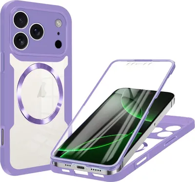 Obrázek produktu pro Pro Apple iPhone 17 Pro Max MagSafe Ring Full Body 360 stupňový akrylový TPU obal fialový