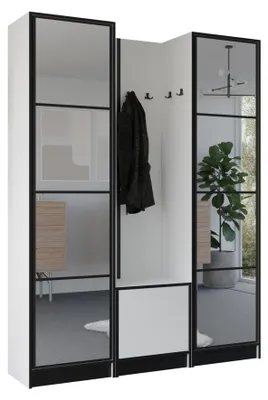 Image de KIER FURNITURE Armoire EDEN, armoire de chambre, penderie, armoire d'entrée, blanche, 159,6 x 205 x 39 cm