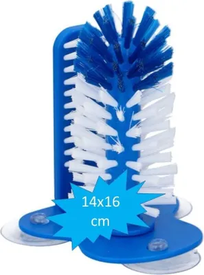 Produktbild von Glas Borsten Reiniger, 2 in 1 Pinsel-up-Wasch Tasse Glas Bürste mit Saugpad Tasse Aufrecht Bleibt in Spüle Borsten Peeling Küchen Flasche Reinigung Waschen
