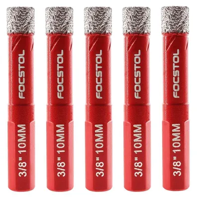 Productafbeelding van Diamant boor set, 5 stuks, 10 mm, vacuüm gesoldeerd, met driehoekige schacht, geschikt voor graniet, marmer en keramiek