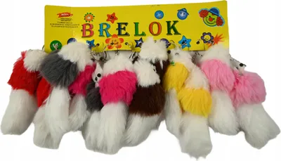 Image de Porte-clés pelucheux avec pompon, lot de 12 - Attache douce pour sac à dos