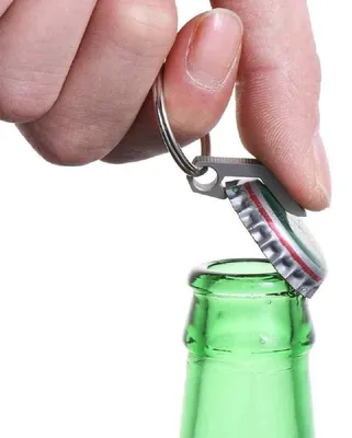 Produktbild von Flaschenöffner mit Ring - Schlüsselanhänger aus Edelstahl - Bieröffner - Silber