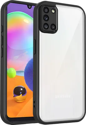 Immagine prodotto di Custodia per Samsung Galaxy A31 cover posteriore trasparente con cornice in TPU, antiurto Nero