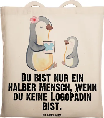 Produktbild von Mr. & Mrs. Panda Tote Bag Logopädin Herz - Transparent - Geschenk, Jutebeutel, Schultasche, Uni Tasche, Studium, Spruch, Ausbildung, Witzig, dokumententasche, Lustig