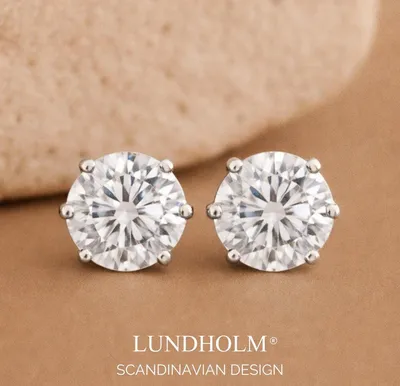 Produktbild von Lundholm Ohrstecker Damen my Nikki – Edelstahl silberfarben – 6 mm Zirkonia Stein – Hypoallergen Wasserfest – Statement Stecker Ohrringe Jewellery