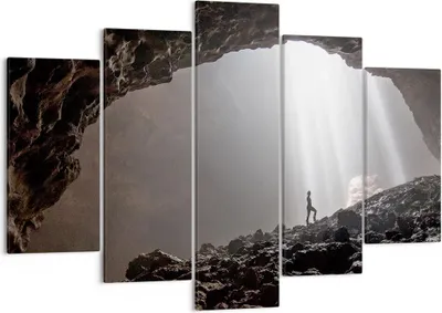 Produktbild von Bild auf Leinwand - Leinwandbild - 5 Teile - Höhle Morgendämmerung Frau - 150x100cm - Wand Bild - Wanddeko - Wandbilder - Leinwanddruck - Bilder - Wanddekoration - Leinwand bilder - EA150x100-4468