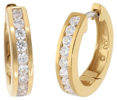 Produktbild von GLIZZ GL1684 Damen-Ohrringe Klapp-Creolen Gold 333 / 8K mit Zirkonia
