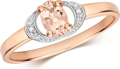 Image de Bague Femme Or Rose 375/1000 et Diamant Brillant H - PK avec Morganite, 53 (16.9); TRS37241RSM