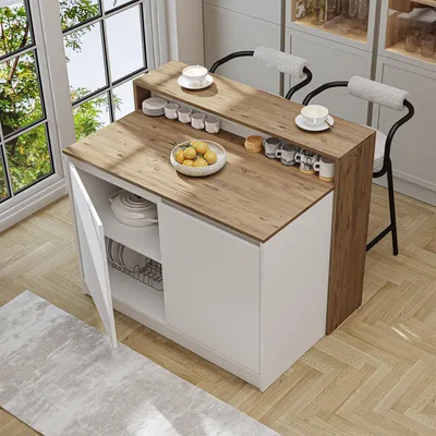 Produktbild von Roomart CORTADO Kücheninsel 120 cm breit, Weiß-Eiche
