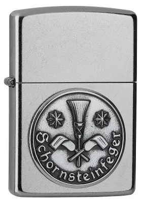 Immagine prodotto di Accendino Zippo Schornsteinfeger Emblem cromato antivento a benzina in metallo