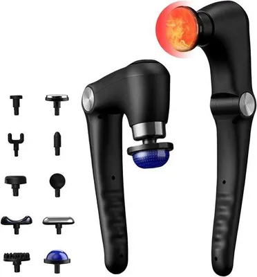 Image de Pistolet de massage professionnel avec fonction de chauffage et 10 têtes de massage – Massage en profondeur des tissus pour le dos et les épaules – Récupération musculaire et soulagement de la douleur