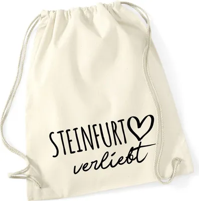 Produktbild von Huuraa Turnbeutel Steinfurt verliebt 12 Liter Natural Baumwolle Rucksack Geschenkidee