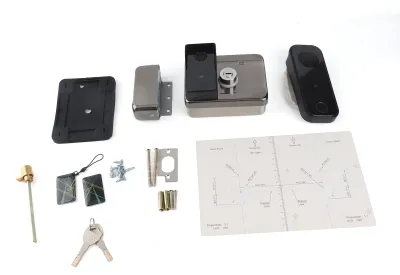 Image de Serrure intelligente à double face avec lecteur d'empreintes digitales : 5 modes de déverrouillage (clavier, touches, carte) pour clôture de jardin ou cour