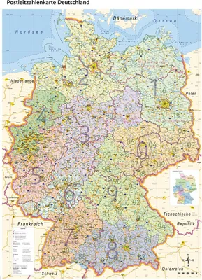 Produktbild von GeoMetro Landkarte Deutschland politisch mit Postleitzahlen PLZ XL (100 x 140 cm)