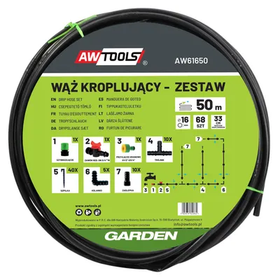 AWTOOLS Tropfschlauch-Set 50 m, 68-teilig, LDPE, wetterfest