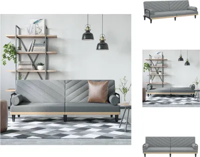 Image de vidaXL Canapé-lit avec accoudoirs Tissu gris clair - Canapés