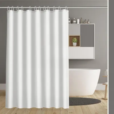 Produktbild von Duschvorhang 120x200cm, textiler Badezimmervorhang aus Polyester, schimmelresistent, wasserdicht, waschbar, mit 8 Duschvorhangringen und beschwertem Saum.