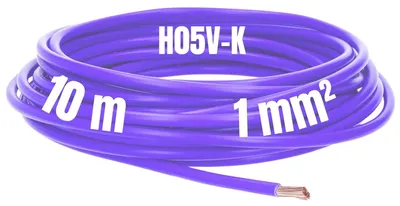 Image de Kalitec 10 mètres H05V-K 1 mm² violet Câble de câblage I Conducteur flexible I Conducteur unique en PVC I Toron 1mm2 I Câblage filaire fin I Câble unique I Câble monofilaire I Fil de commutation