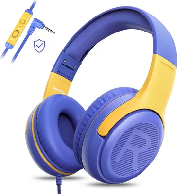 Produktbild von Kinder Kopfhörer, Kabel Kinderkopfhörer mit Mikrofon, Over Ear Kopfhörer  Schule/Reisen/PC/Tablet, 85/94dB Lautstärkenbegrenzer  Audio Sharing