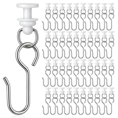 Produktbild von 100 Vorhanghaken/Gleiter, 50 Vorhanggleiter mit 50 Metall-Vorhanghaken/Rollen/Gleitern für Standard-Vorhangstangen/Duschvorhangstangen