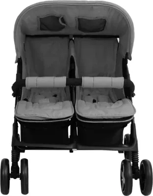 Image de vidaXL Poussette jumelle gris clair acier