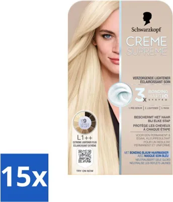 Obrázek produktu pro Schwarzkopf - Barva na vlasy - Creme Supreme L1++ - Extreme Lightener Plus - 245g - hodnotné balení - 15 kusů