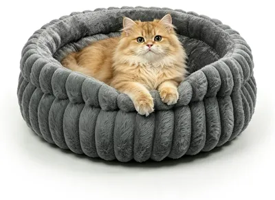 Katzenbett waschbar 50x50x15 cm flauschig grau