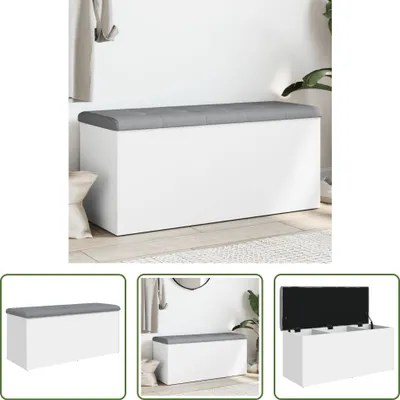 Image de The Living Store Banc avec espace de rangement blanc 102x42x45 cm Bois composite