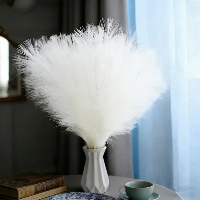 Immagine prodotto di Pampas artificiali bianchi, confezione da 30 pezzi, altezza 55 cm, decorazione per soggiorno