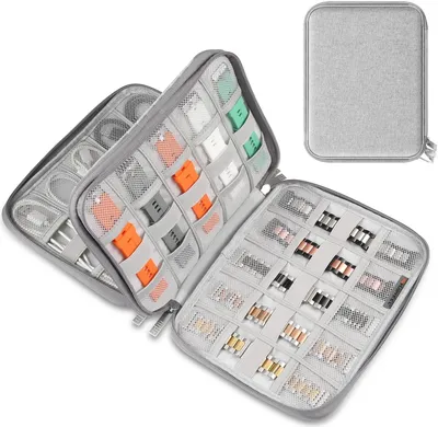 Produktbild von Universal Organizer Tasche Smartwatch Zubehör Kabel Elektronik Accessoires Netzteil USB Festplatte Powerbank Reise Etui Farbe: Grau Größe: XL
