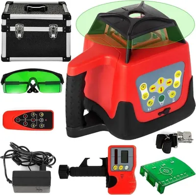 Produktbild von Happyment Rotierend Laser – 360° Rotationslaser – Kreuzlinienlaser – Selbstnivellierend – Laser Wasserwaage – 500 m Reichweite – Baulaser