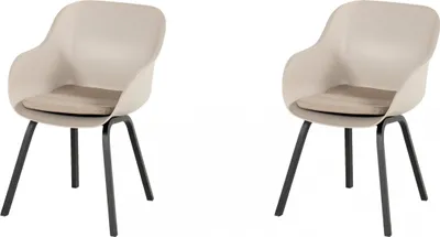Produktbild von Hartman Le Soleil Element Dining Stuhl taupe mit schwarzem Gestell inkl. SEAQUAL Sitzkissen taupe