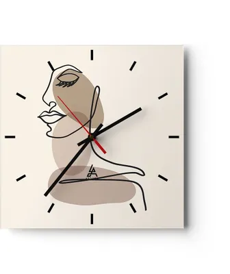 Produktbild von Wanduhr - Quadrat - Glasuhr - Linie Kunst Boho - 40x40cm - Schleichendes Uhrwerk - Lautlos - zum Aufhängen bereit - Dekoration Modern - Wanddekoration aus Glas - C3AC40x40-4728