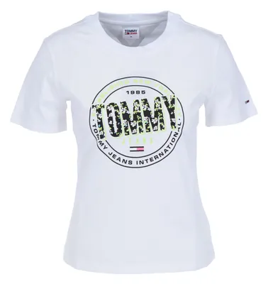 Obrázek produktu pro TOMMY JEANS TJW SLIM FLORAL PRINT TEE Dámské tričko, Velikost:S, Tommy Jeans Barvy:Bílá