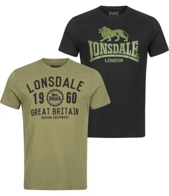 Immagine prodotto di T-shirt uomo regular fit doppia confezione BANGOR Nero/Olive S Lonsdale