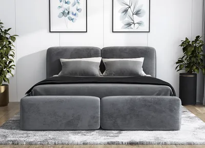 Produktbild von Polsterbett OLKE 90 x 200 mit Matratze und Bettkasten. Farbe: Grau