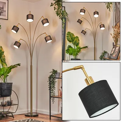 Produktbild von Schiavonea Stehlampe aus Metall/Stoff in Schwarz/Messing gebürstet/Weiß