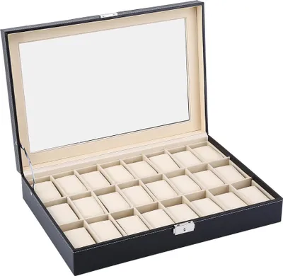 Obrázek produktu pro 24 mřížkyPolyuretankožené hodinky Display Box Watch Storage Holder Box Watch Accessory