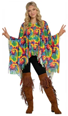 Produktbild von Hippie Poncho und Haarband für Damen, Größe:L