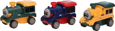 Produktbild von Autorobot Spielzeug Lokomotive rot gelb blau grün 8 Stück 11 x 6,4 x 8 cm